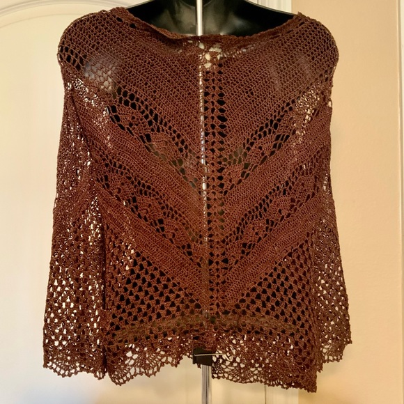 BETTE PAIGE chocolate brown Crochet Top size PL - Picture 3 of 9